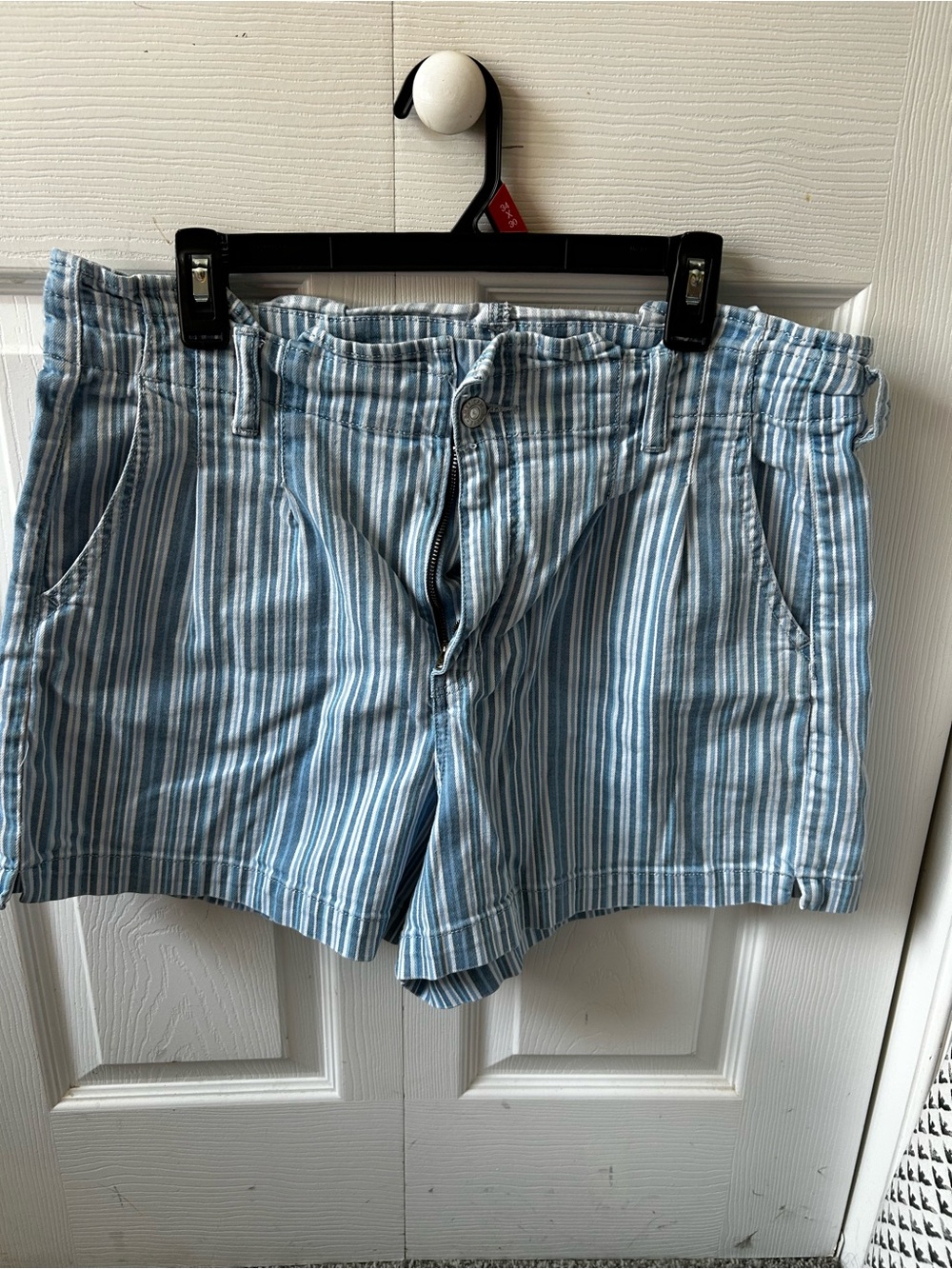 American Eagle Striped Light Blue Women's Denim Shorts